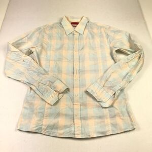 Hugo Boss Mens Cotto Button Up Shirt Plaid Long Sleeve Slim Line Size M Medium